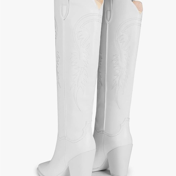 Women’s white western cowgirl knee high boots - Picture 11 of 13